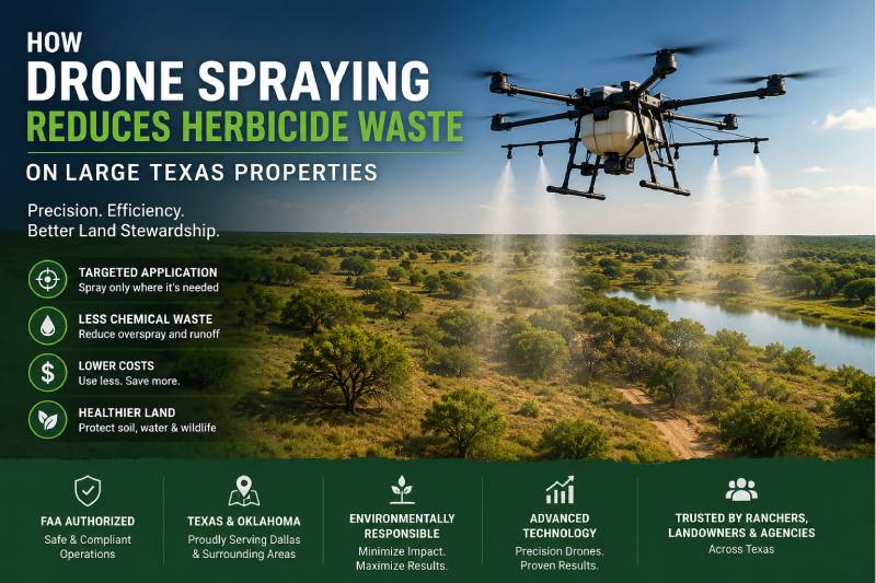 How Precision Drone Spraying Reduces Herbicide Waste on Large Texas Properties